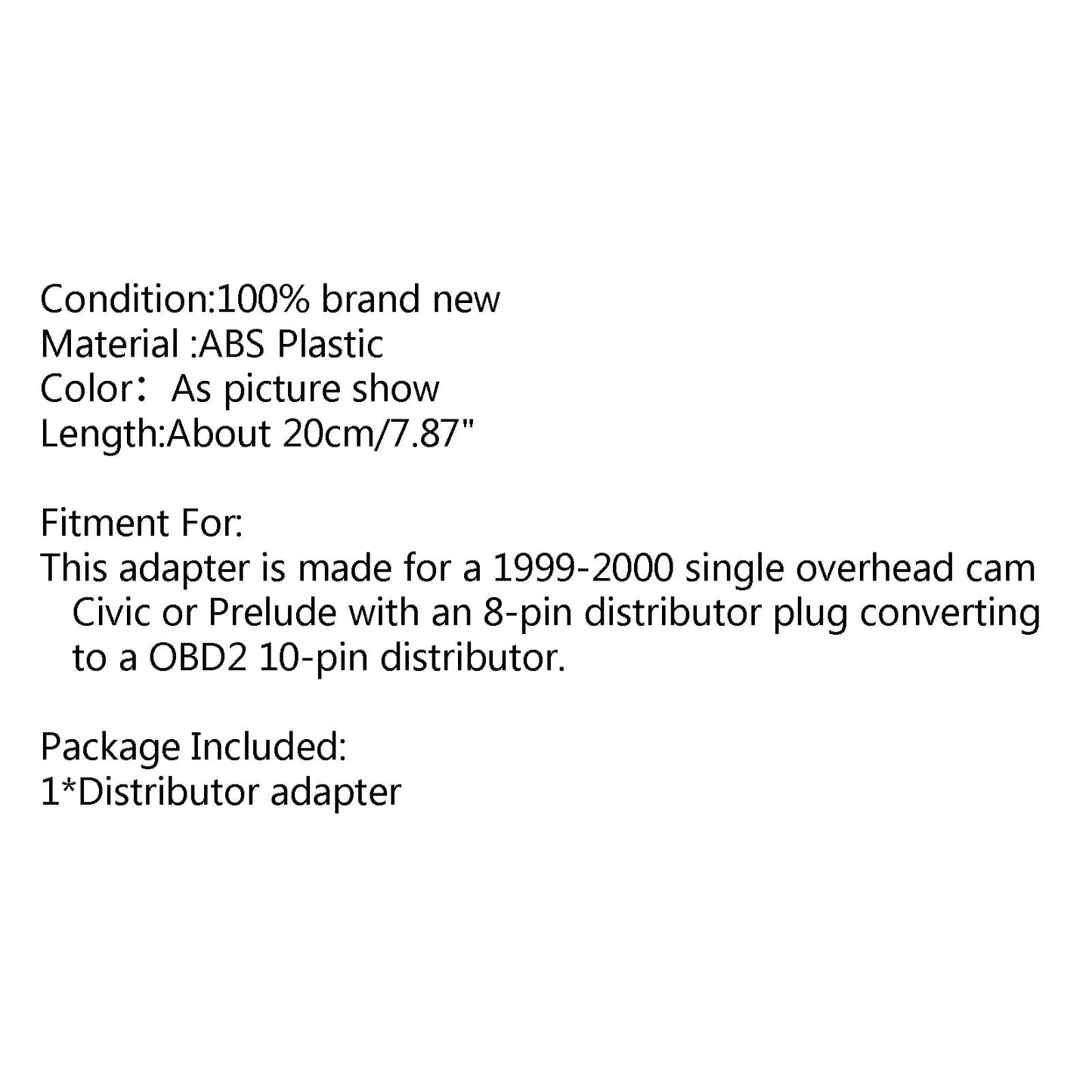 Obd2 8-Pin To Obd2 10-Pin Distributor Adapter Jumper Harness For Honda Acura, Black