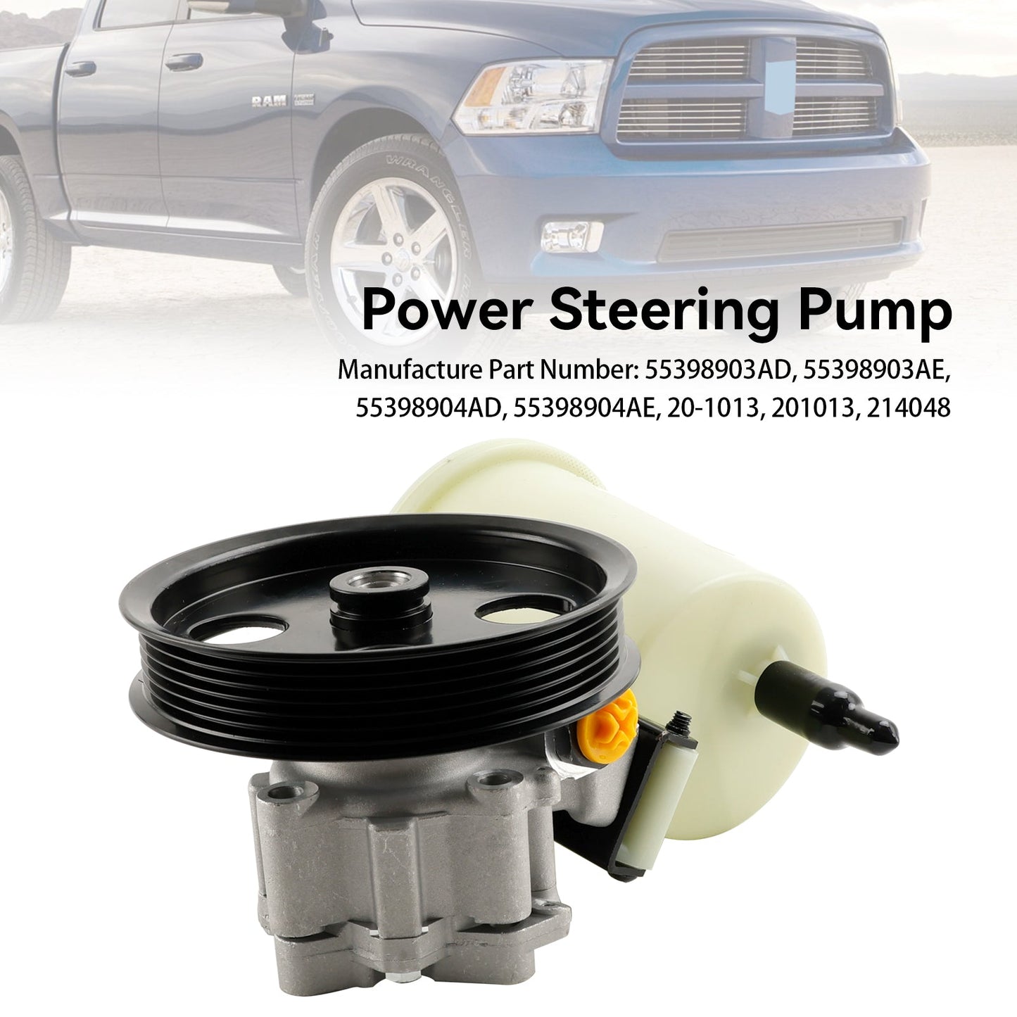 Dodge RAM 1500 2009-2010 Power Steering Pump w/ Pulley & Reservoir