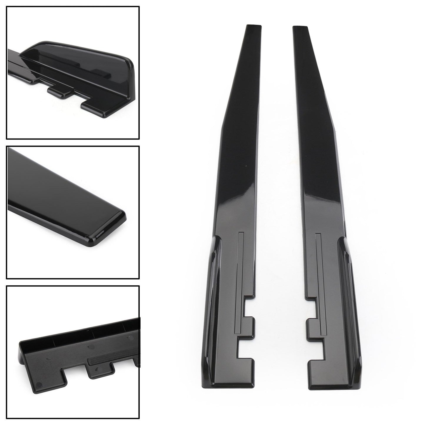 Pair 120cm Car Gloss Black Side Skirts Rocker Splitters Diffuser Winglet Wings