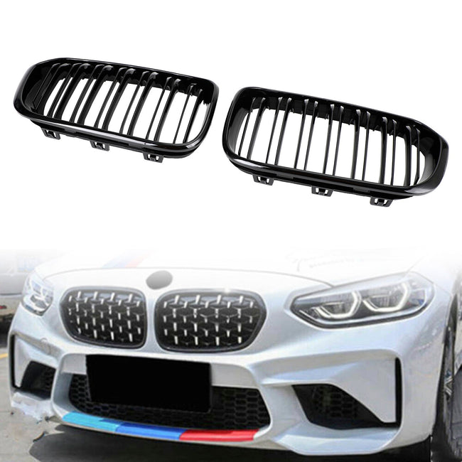 2015-2017 BMW 1 Series F20 F21 Gloss Black Double Front Kidney Grill Grille
