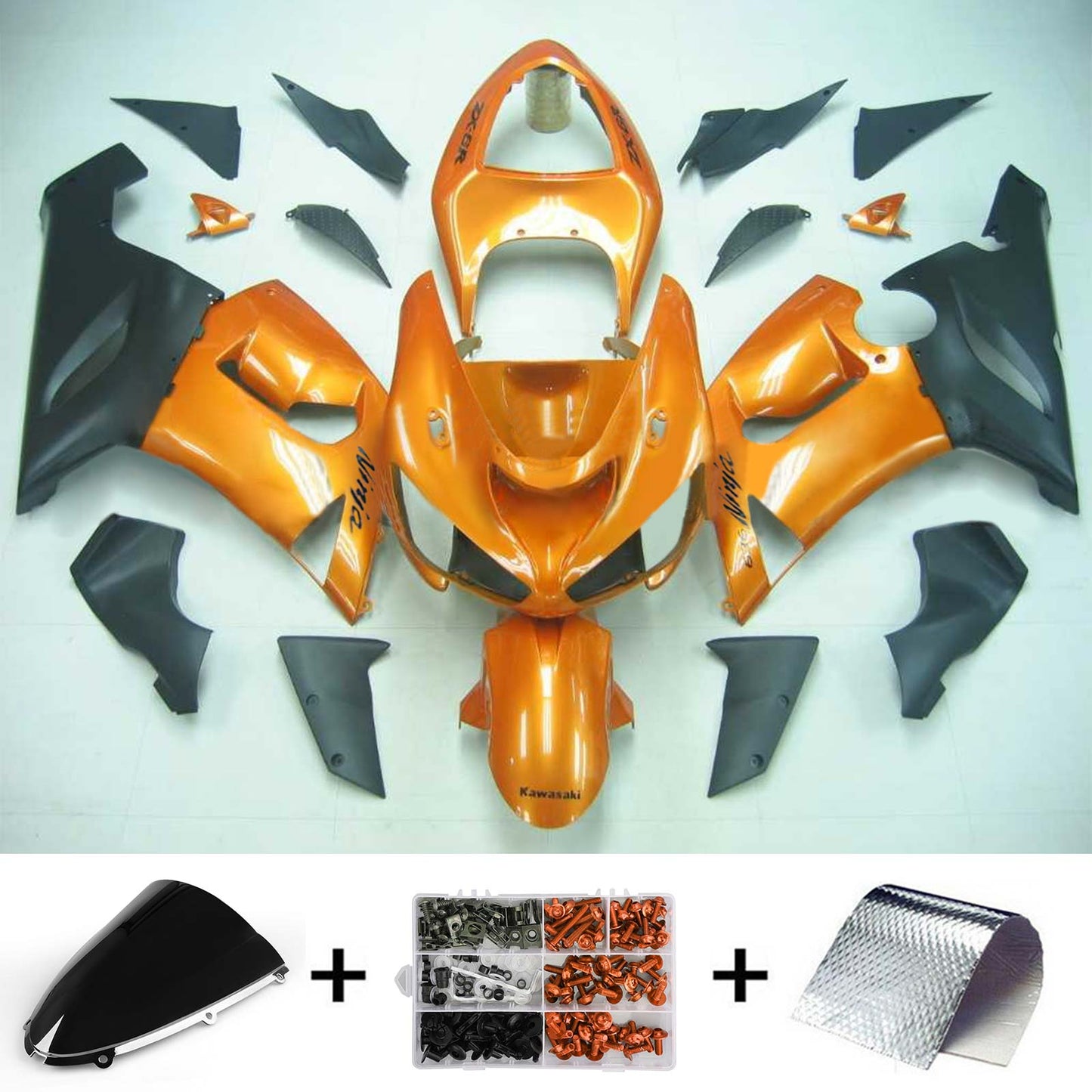 2005-2006 Kawasaki ZX6R 636 Amotopart Injection Fairing Kit Bodywork Plastic ABS #132