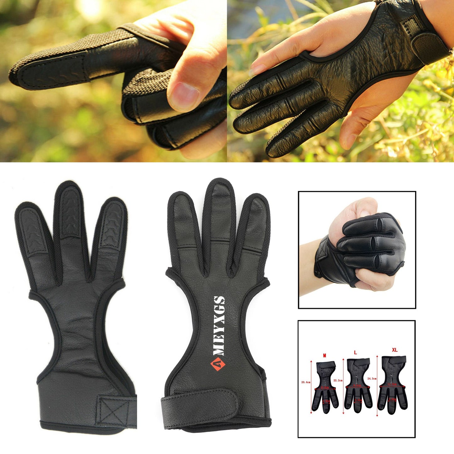 Finger Glove Tab Protector Huntin Leather Gear 3 Guard Bow Archery Traditional