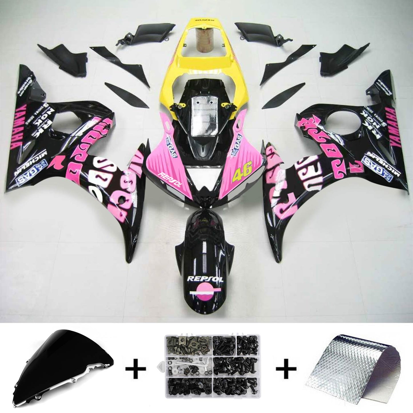 2005 Yamaha YZF 600 R6 Injection Fairing Kit Bodywork Plastic ABS #141