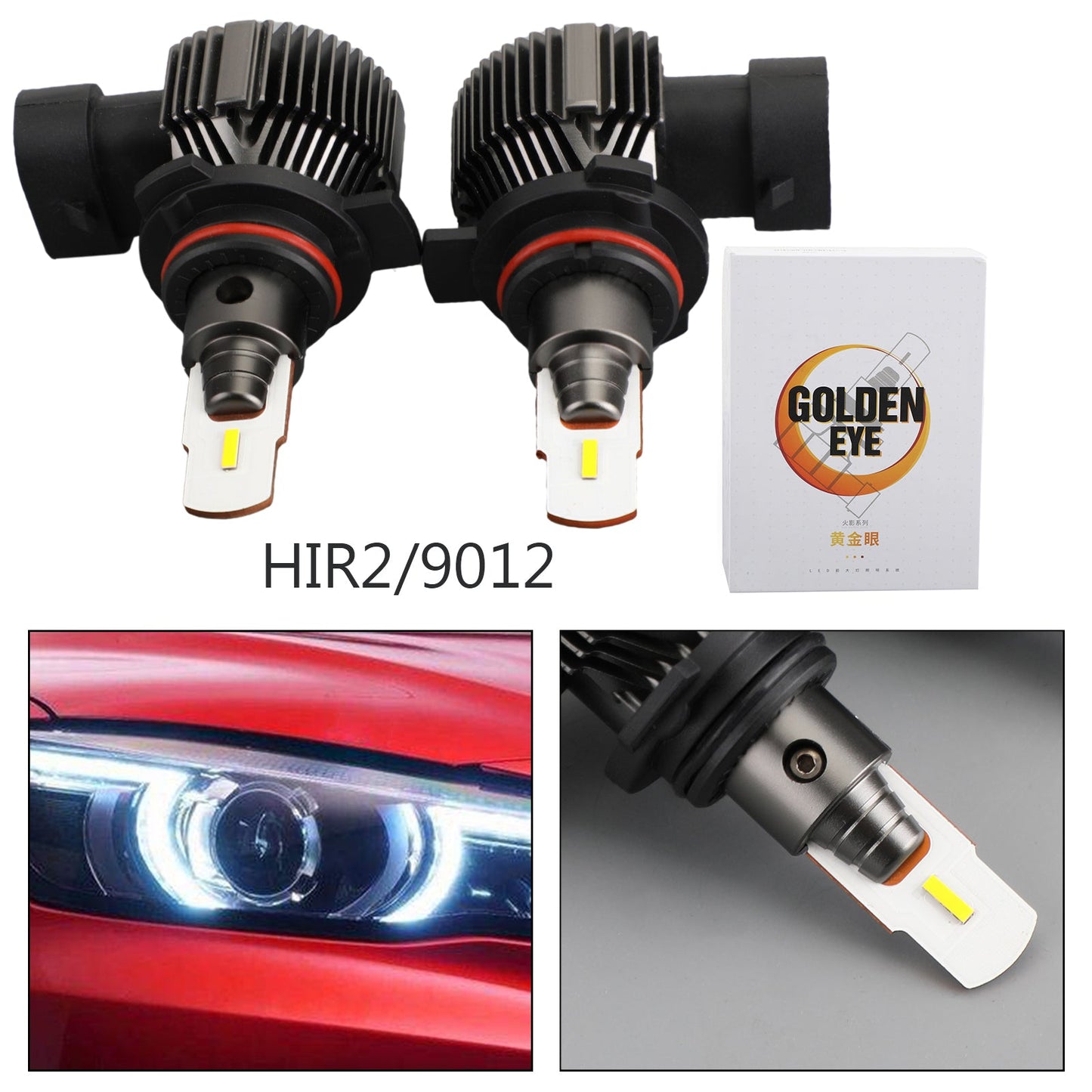 Pair HIR2/9012 12V20W 2000LM 2700K Front Car LED Headlight Fog Light Bulbs Generic
