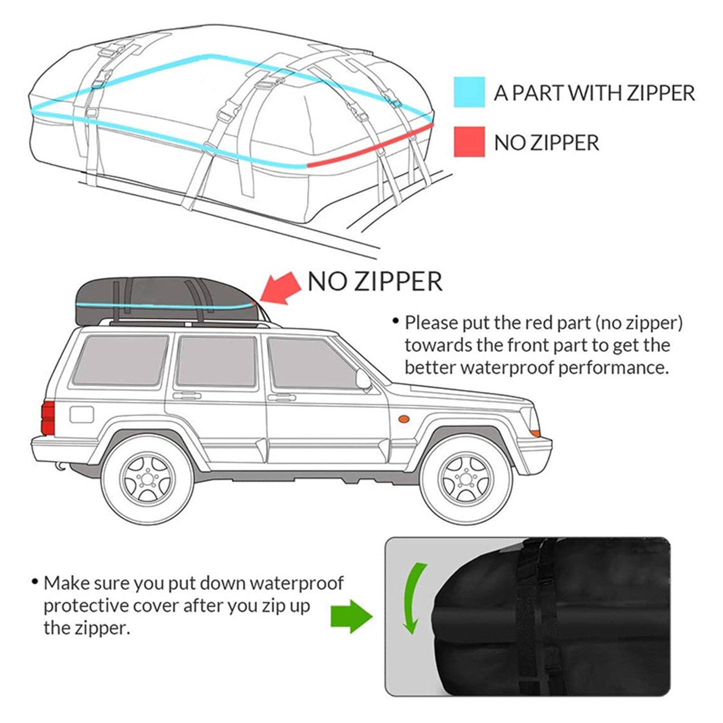 Waterproof Car Roof Top Rack Carrier Cargo Bag Luggage Cube Bag w/ Non-Slip Mat