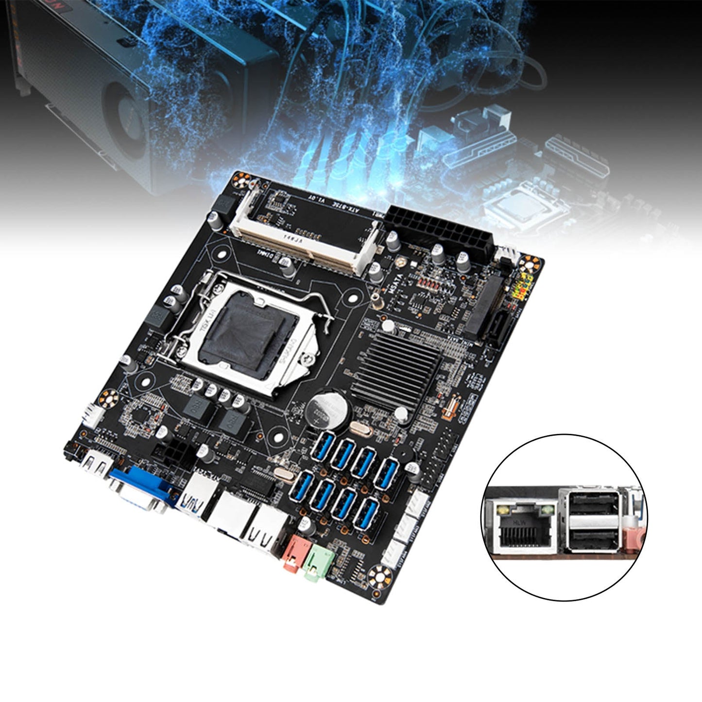 Mining Motherboard CPU DDR3 memory Slot Riserless 8*USB Mining Expert Board