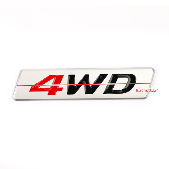 Metal 4WD Emblem Car Fender Trunk Tailgate Badge Decals Sticker 4WD 4X4 SUV Red