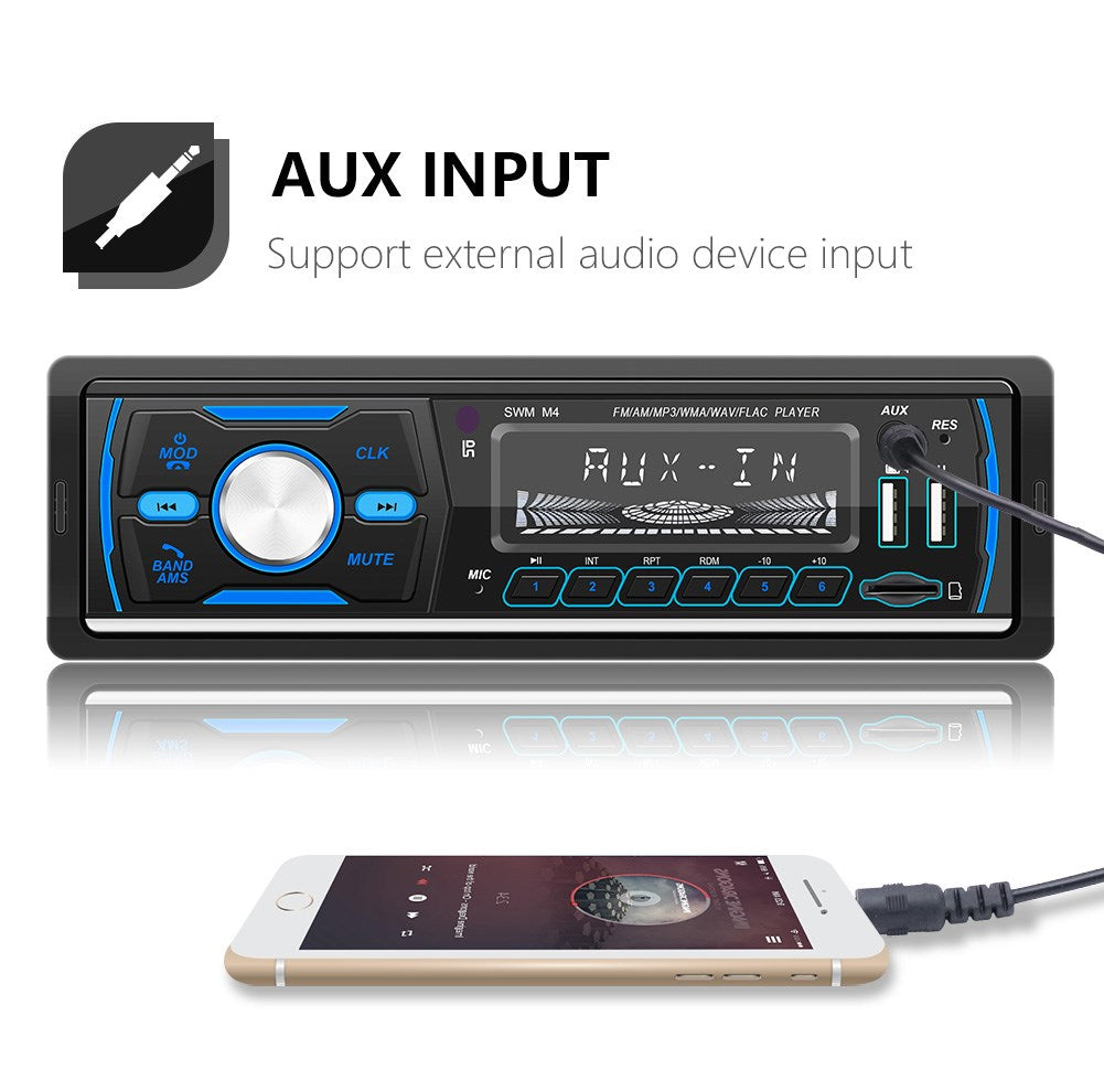 M4 Bluetooth Autoradio 1 Din Car Radio Stereo MP3 Player USB AUX FM AM RDS DAB+