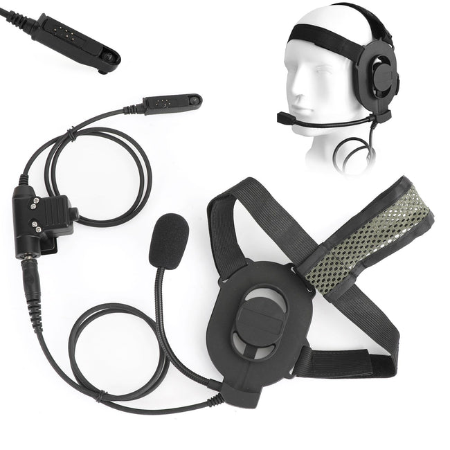 Waterproof Tactical Head-mounted Headset Fit for BaoFeng BF-UV9Rplus BF-UV9R