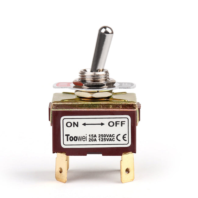 1Pcs 2 Terminal 4Pin ON-OFF 15A 250V Toggle Switch Boot DPST Industrial Grade