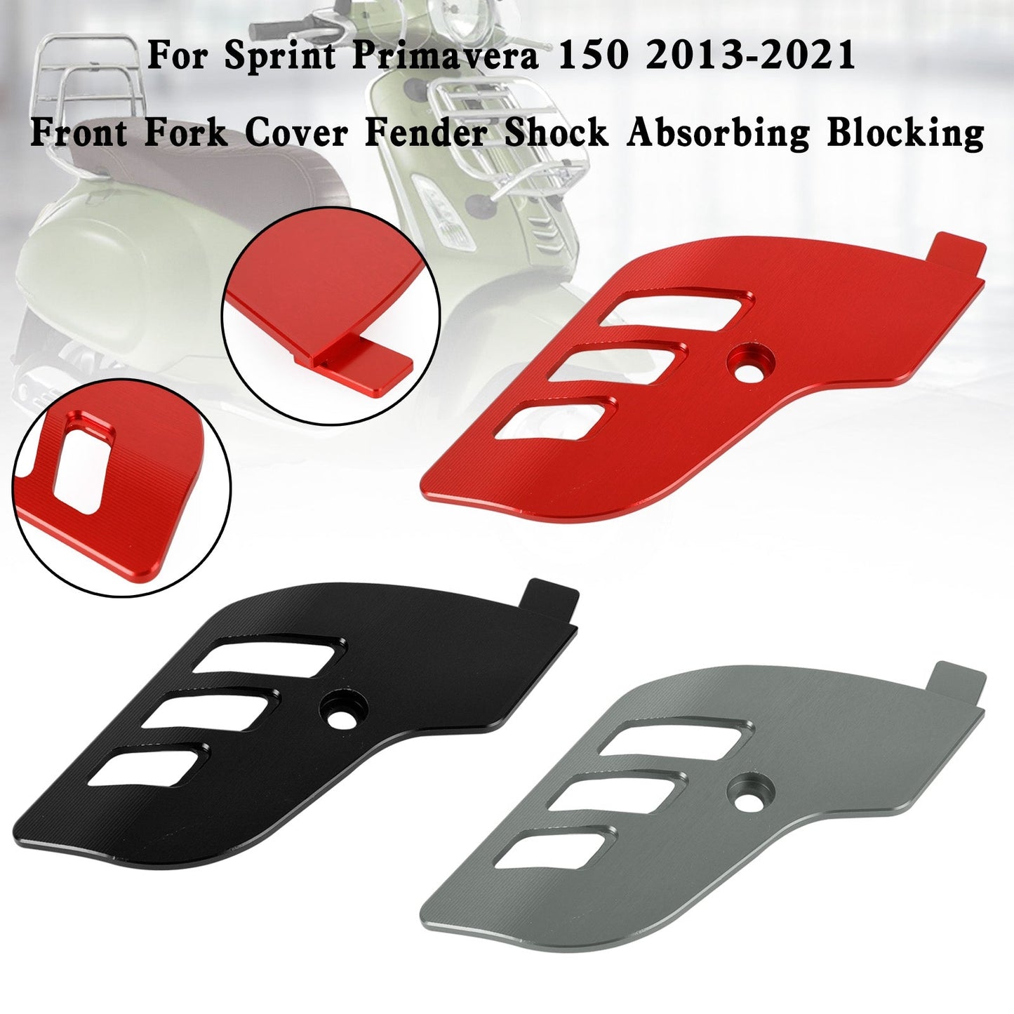 Front Fork Cover Fender Shock Absorbing Blocking For Vespa Sprint Primavera 150 Black