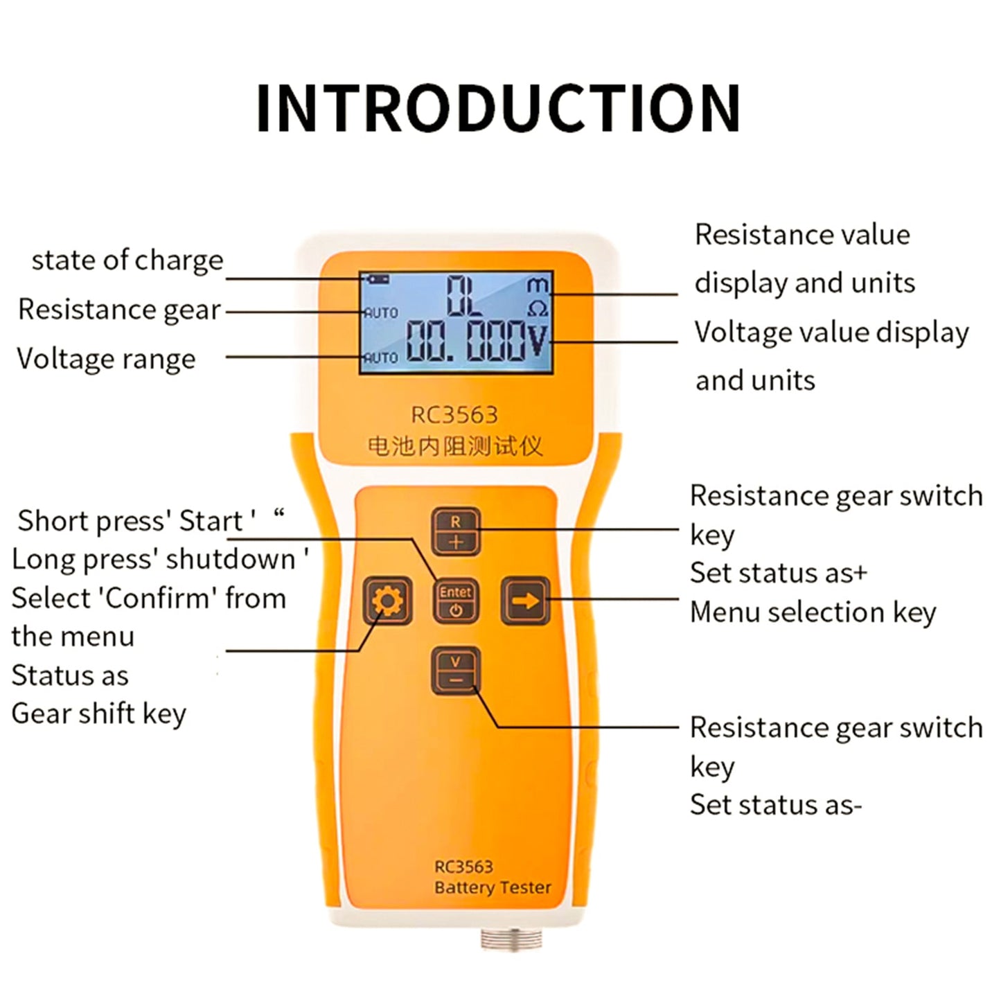 RC3563 Battery Voltage Meter Internal Resistance Voltage Tester Detector