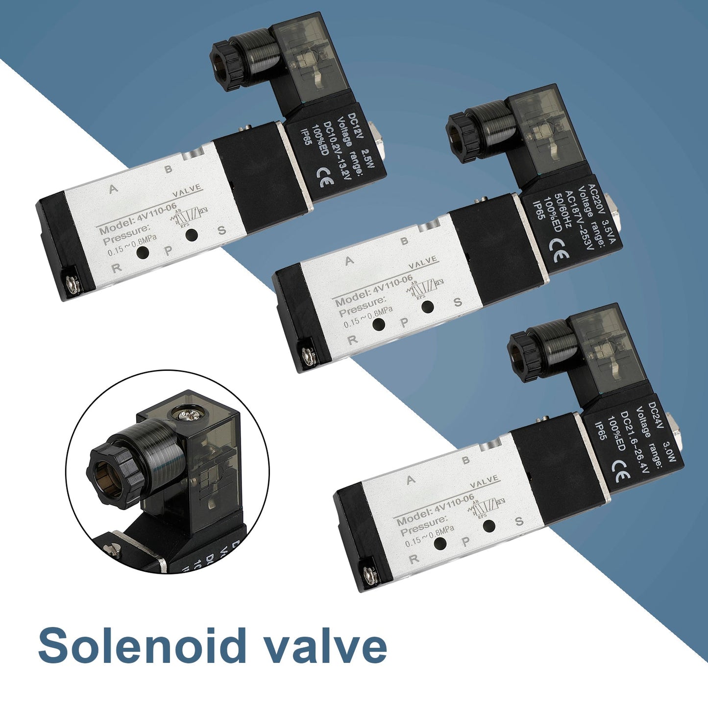 Pneumatic Electric Solenoid Air Valve 4V110-06 2 Position 5 Way PT 1/8"