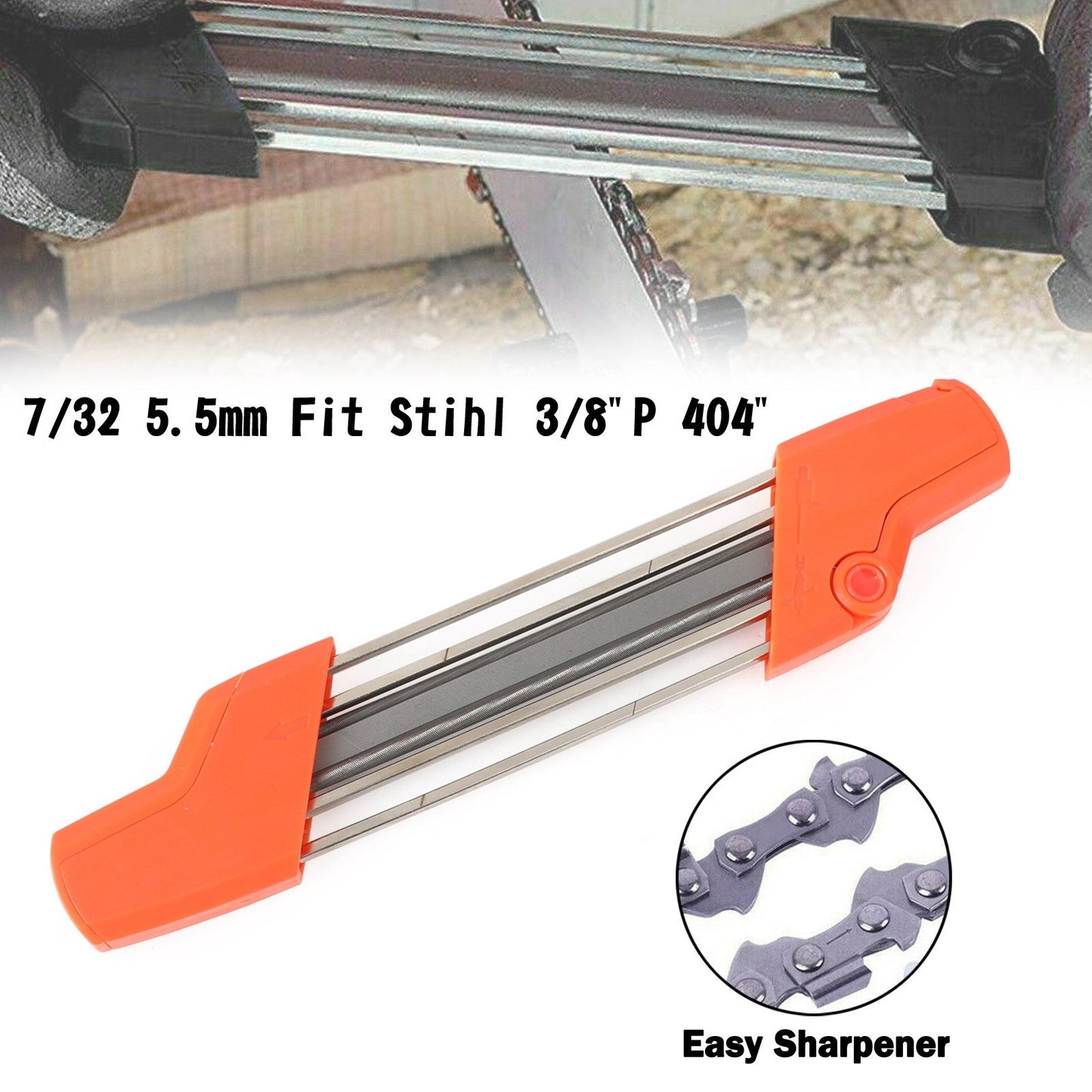 2 IN 1 Easy Chainsaw File Chain Sharpener Kits 7/32 5.5mm Fit Stihl 3/8"P 404"