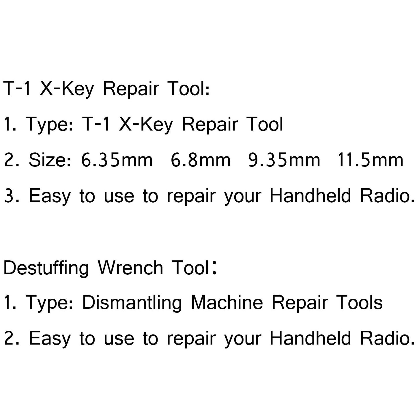 1x T-1 X-Key Repair Tool + Destuffing Wrench Tool For Kenwood Motorola UV-5R
