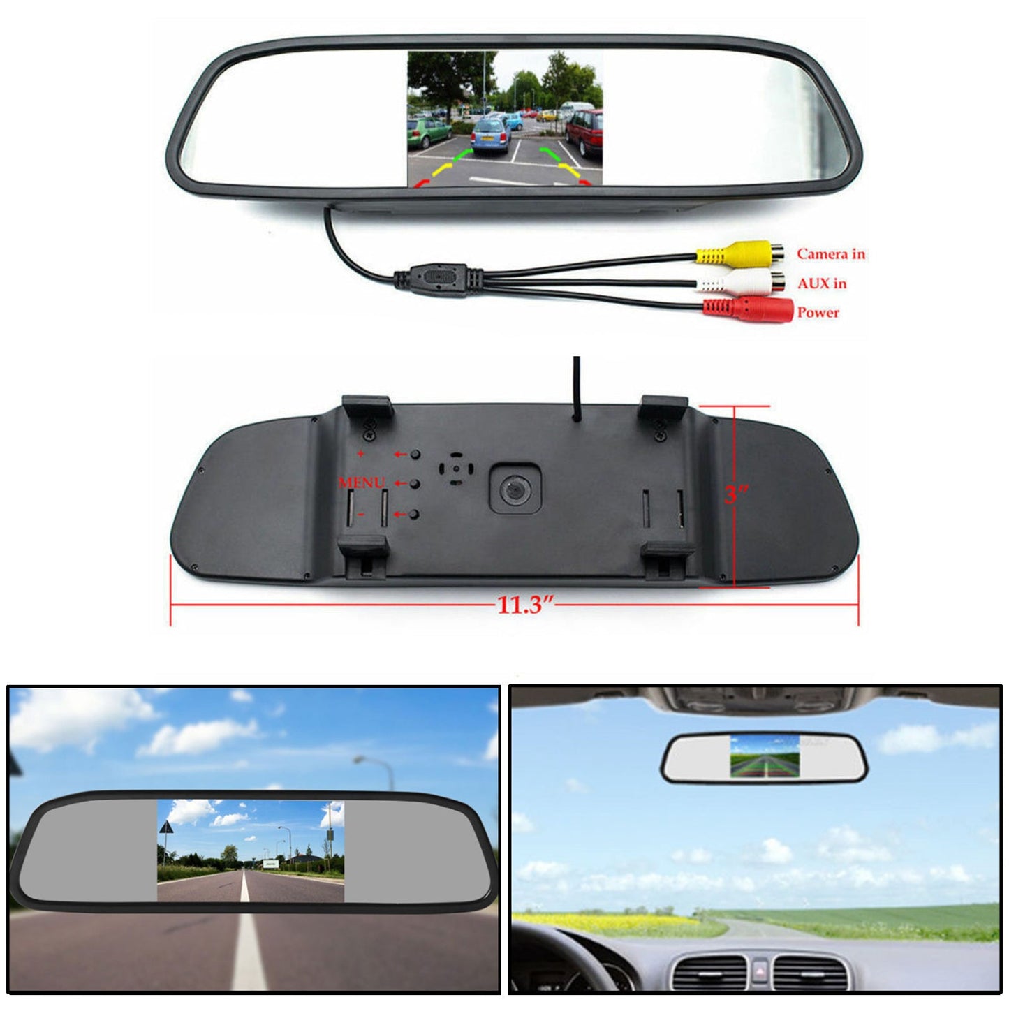 4.3" TFT LCD NTSC PAL Mirror 4.3inch Car Monitor Night Vision Parking Assist