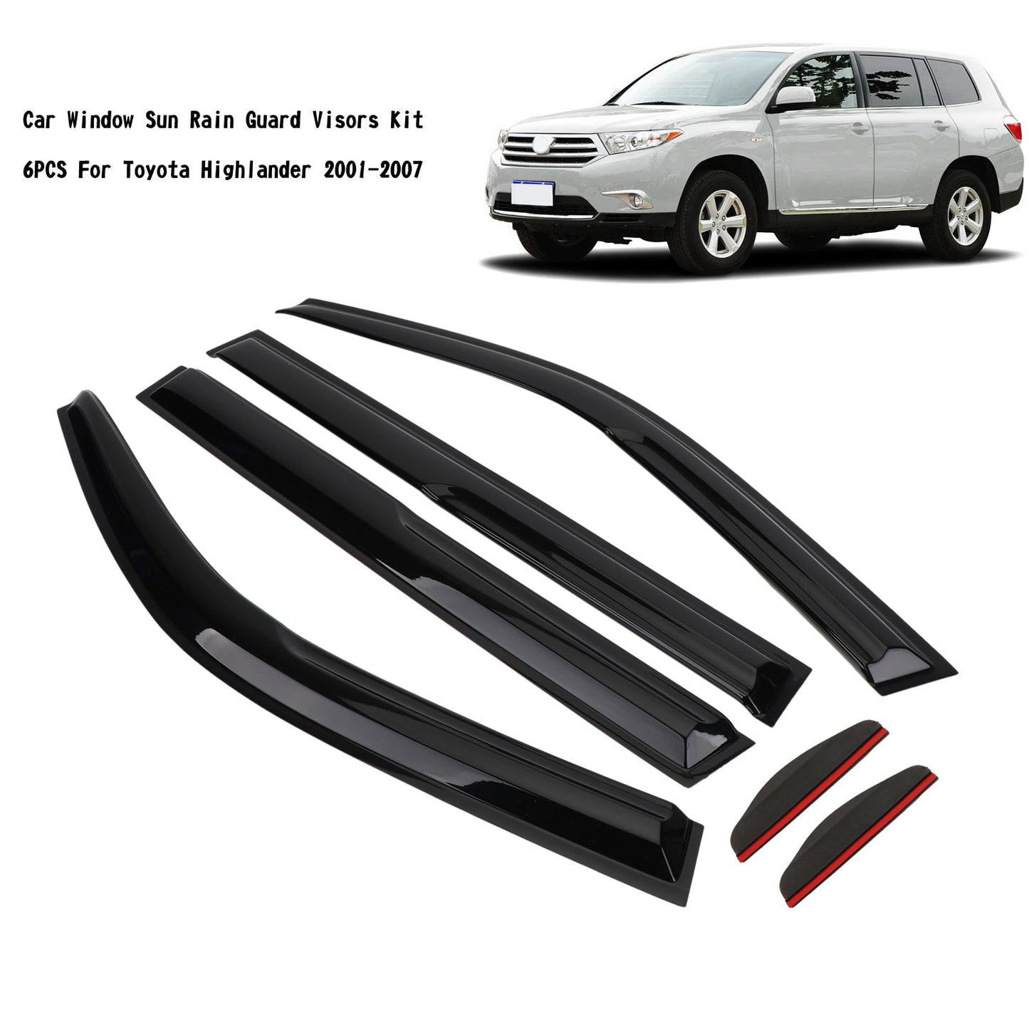 Car Window Sun Rain Guard Visors Kit 6PCS For Toyota Highlander 01-07