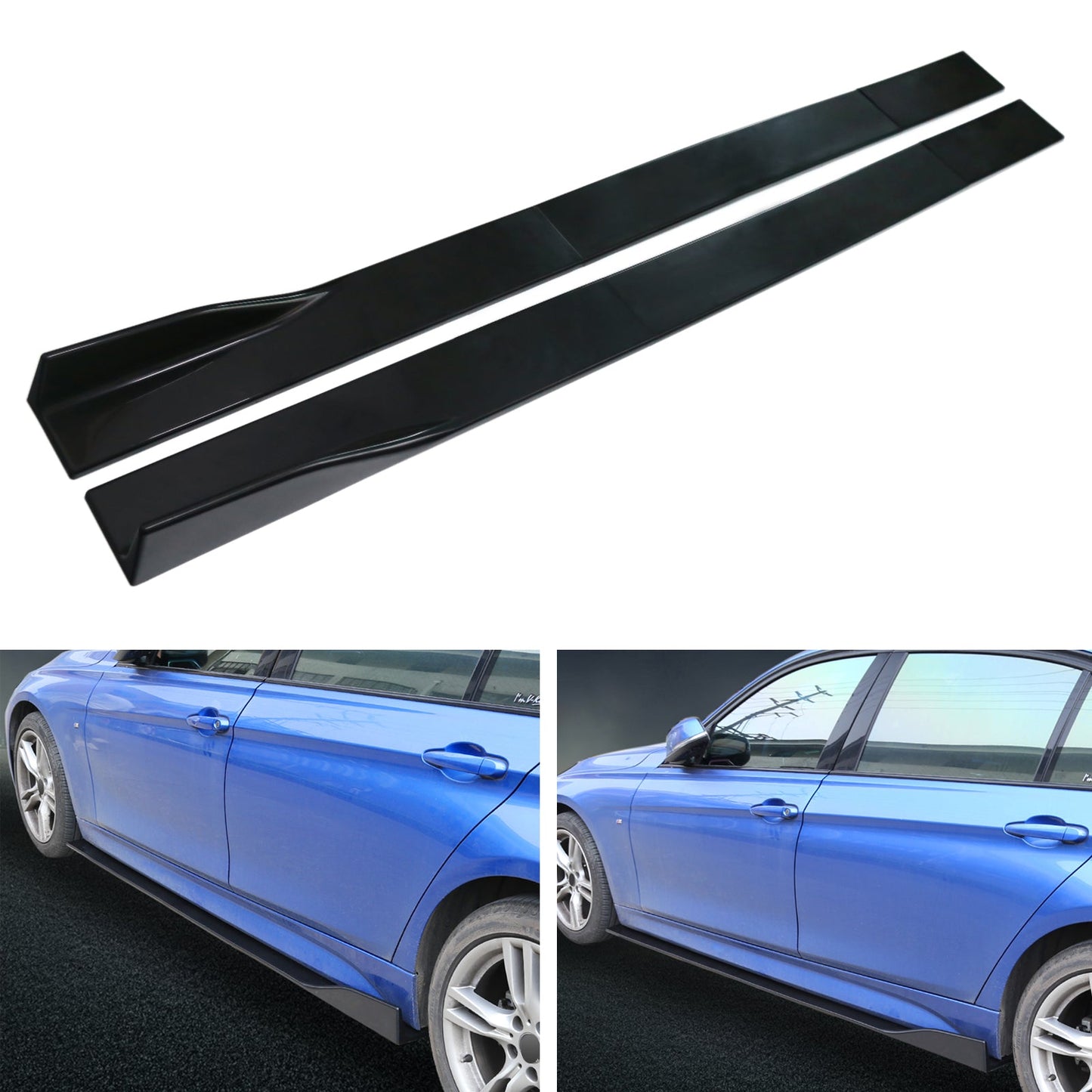 86.6" Universal Side Skirt Extensions Rocker Panel Splitters Lip Polypropylene