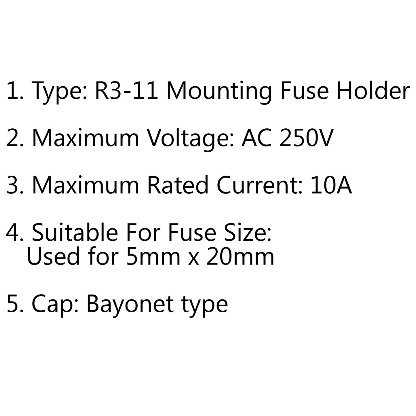 8PCS SCI R3-11 Panel Mount Chassis Fuse Holder For 5x20mm Glass Fuses 10A 250V