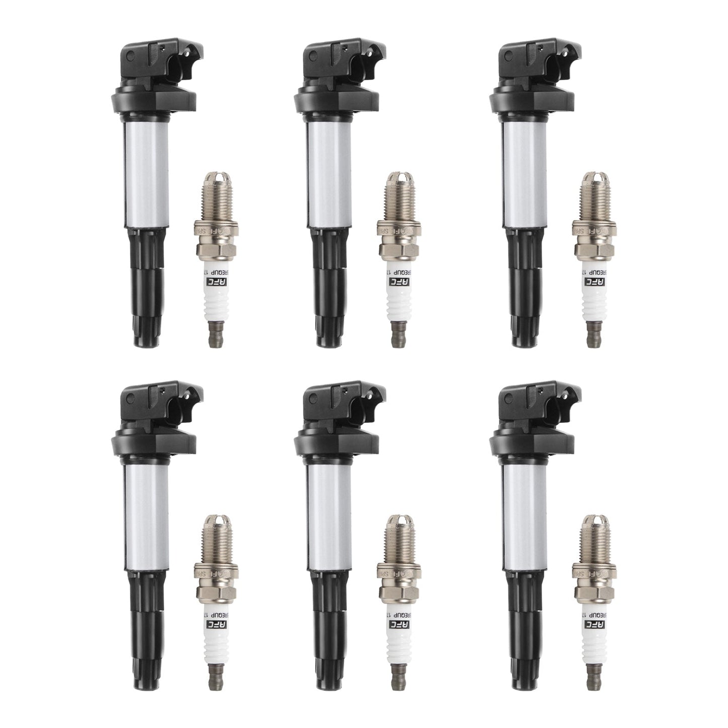 BMW 325 335 525 530i X5 Z4 2.5L 3.0L 6x Ignition Coil+Spark Plug UF515 UF522
