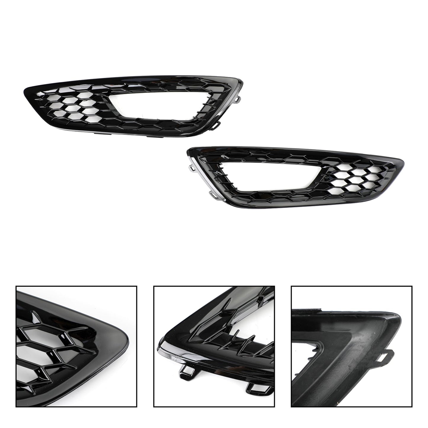 2015-2017 Ford Focus 4 Door Sedan and Hatchback Models Pair Front Bumper Fog Light Lamp Cover Bezel Grill