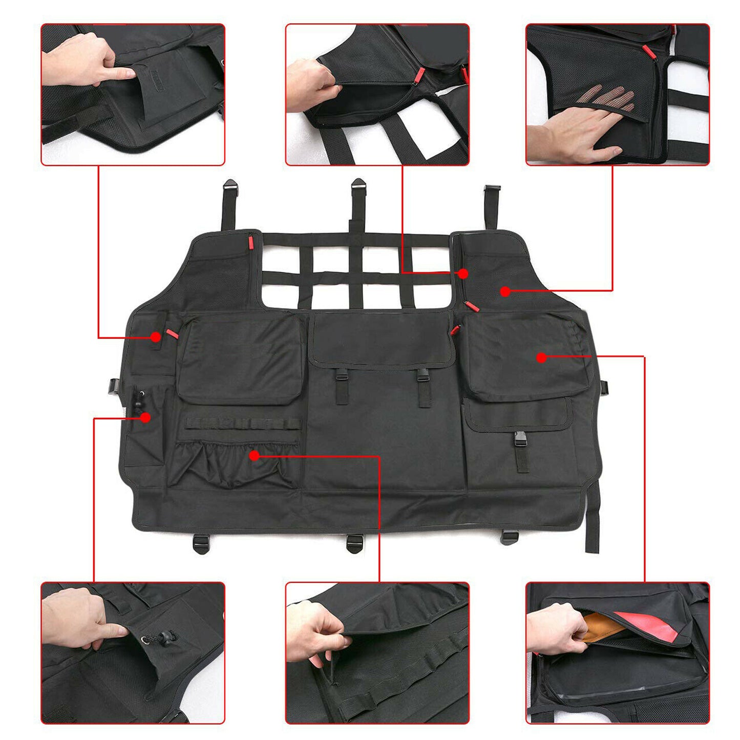 Areyourshop Car Trunk Organizer Storage Bag fit for Jeep Wrangler JK JL 07-20 Accessories