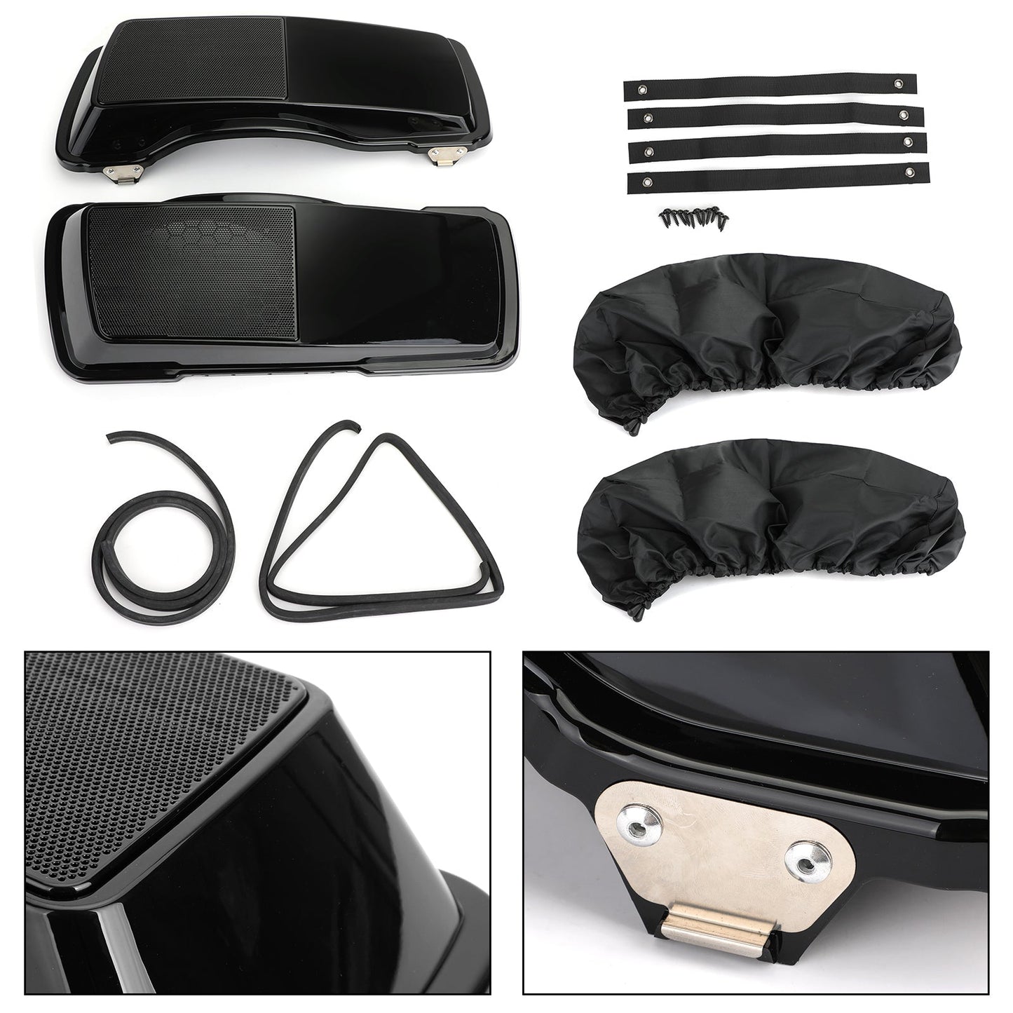 6x9" Saddlebag Speaker Lids For Harley Touring Saddlebags 93-13 Black