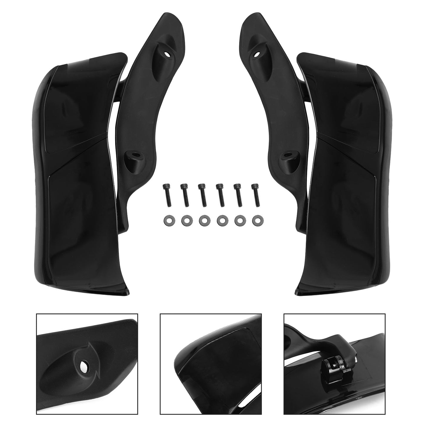 Adjustable Upper Fairing Side Wind Air Deflector For Road Glide 2015-2020 Black