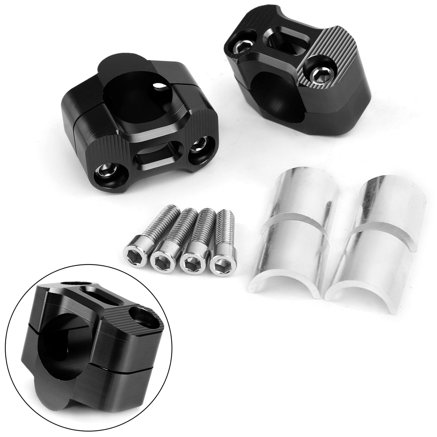 CNC Aluminum Handlebar Risers 22-28mm Universal Clamp Mount BLK