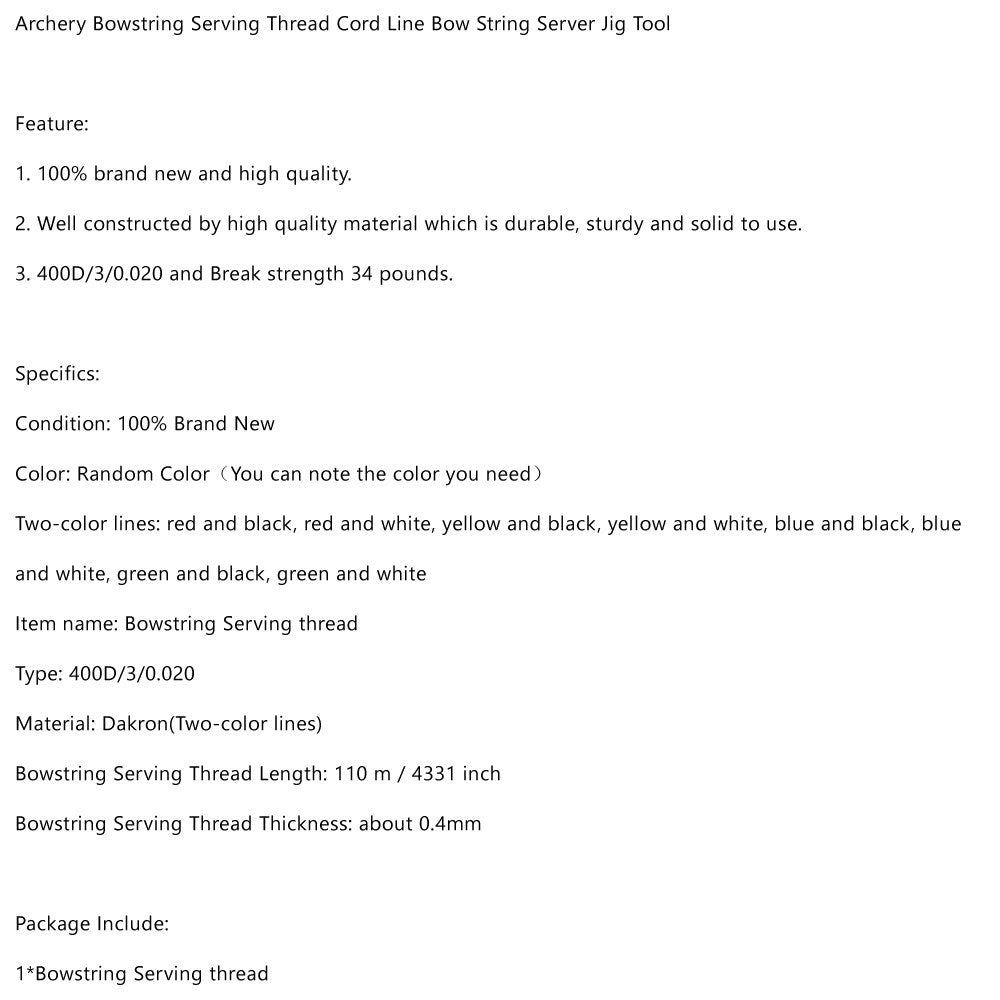 Archery Bowstring Serving Thread Cord Line Bow String Server Jig Tool