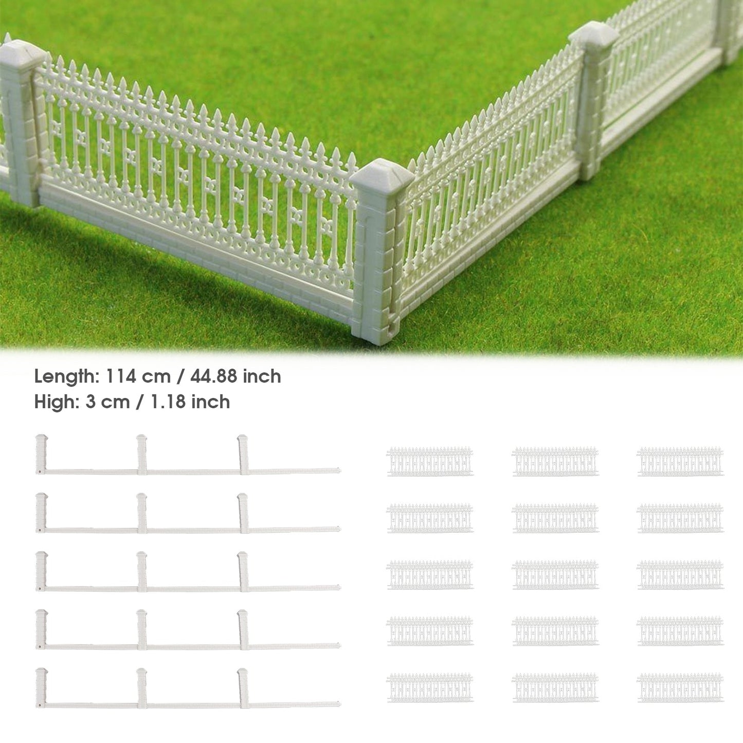 44.88" Detachable Fences for Model Train Railway 3x23cm 1:87 HO OO scale