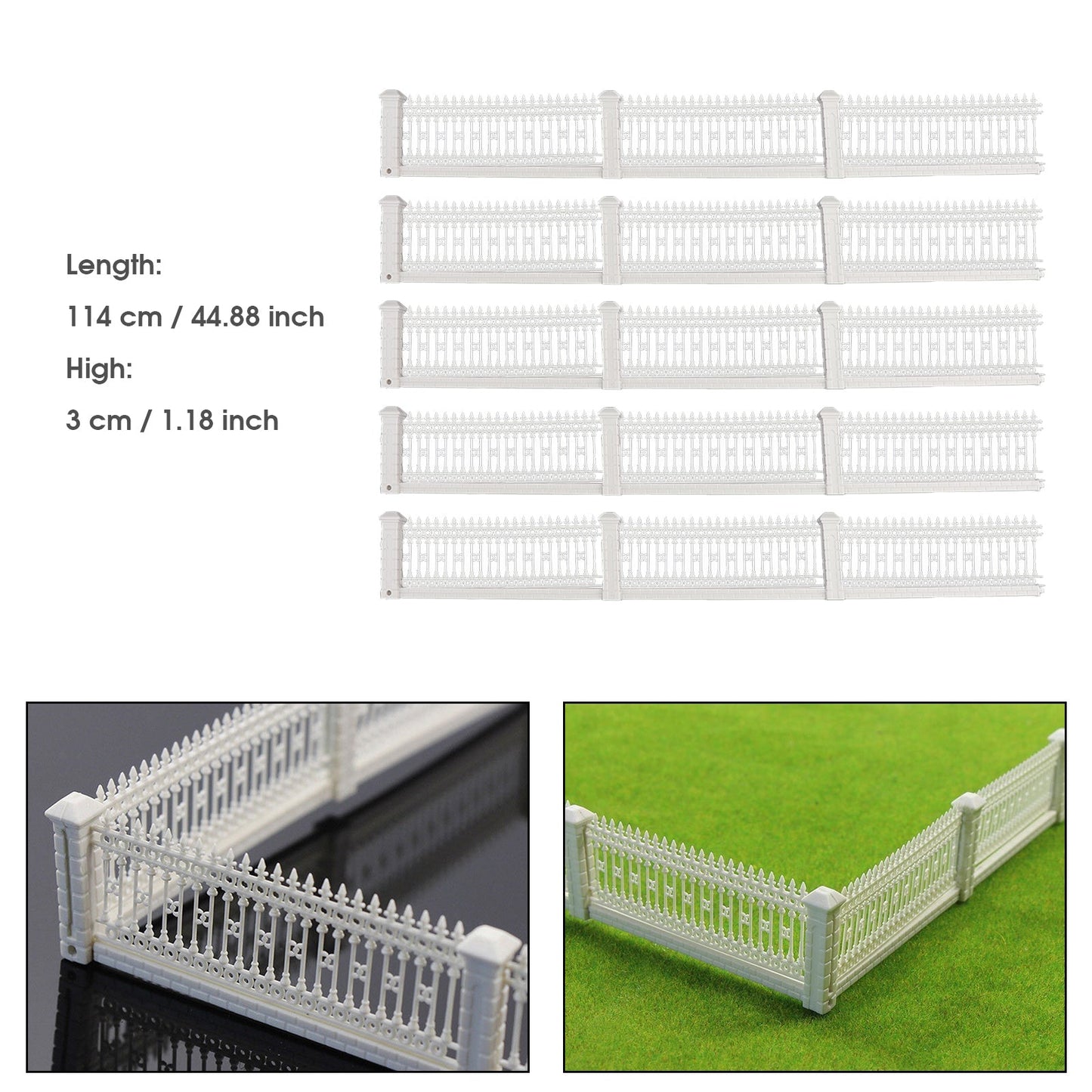 44.88" Detachable Fences for Model Train Railway 3x23cm 1:87 HO OO scale