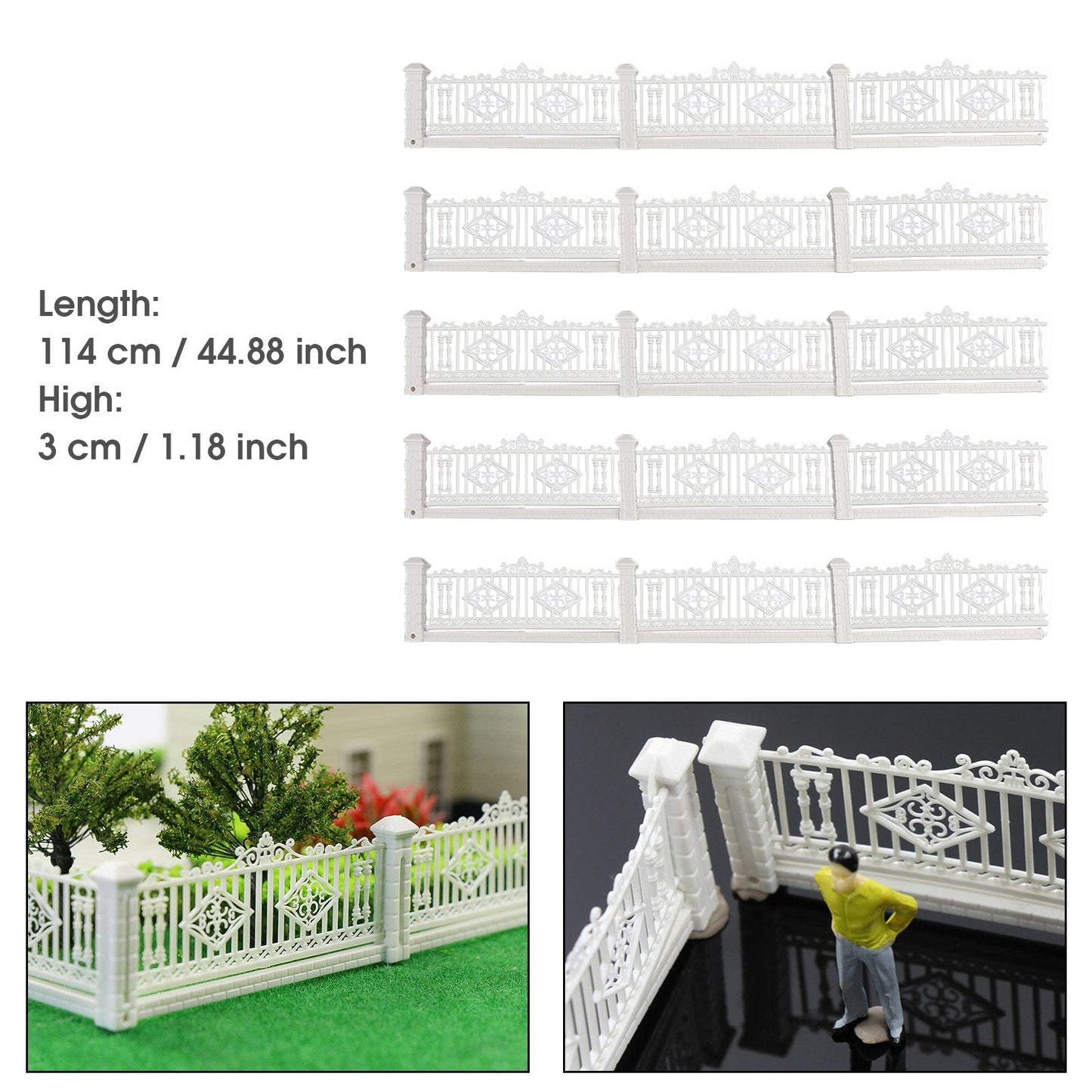 44.88" Detachable Fences for Model Train Railway 3x23cm 1:87 HO OO scale