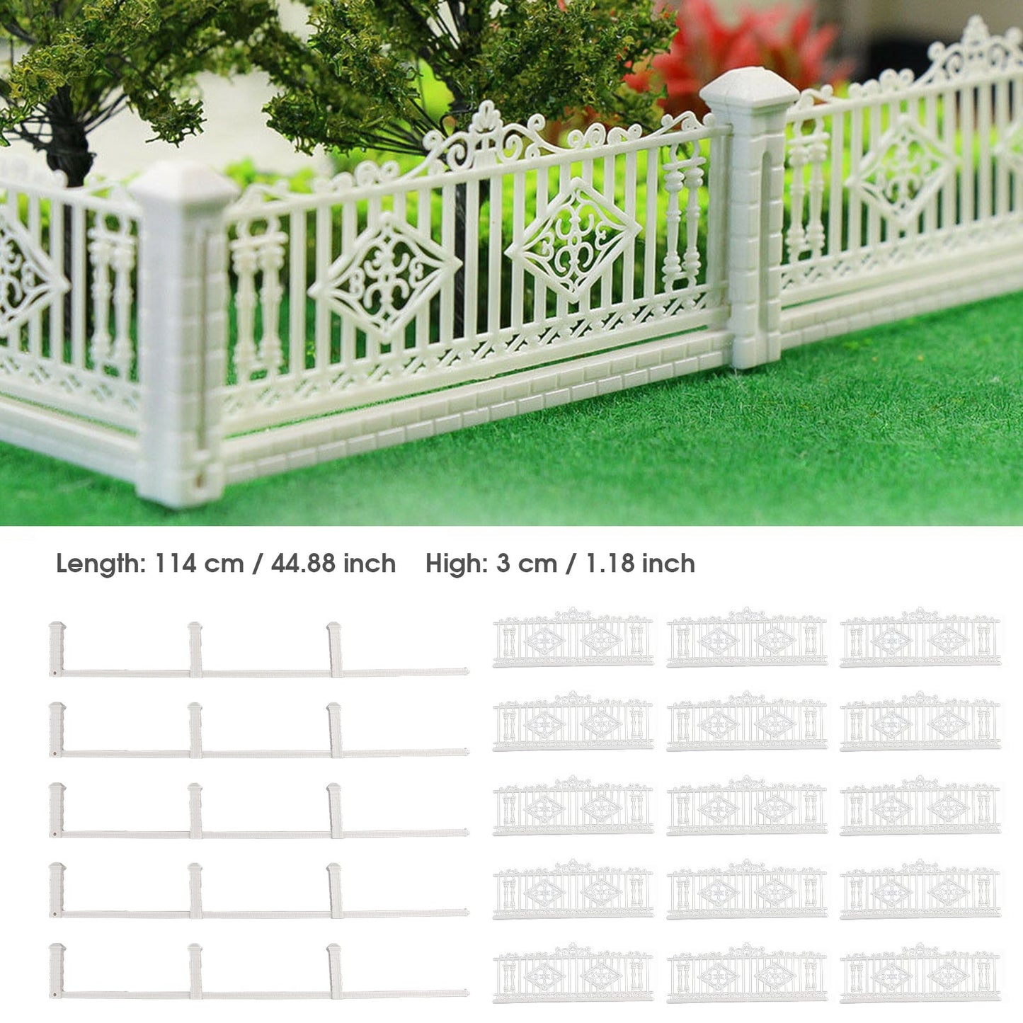 44.88" Detachable Fences for Model Train Railway 3x23cm 1:87 HO OO scale