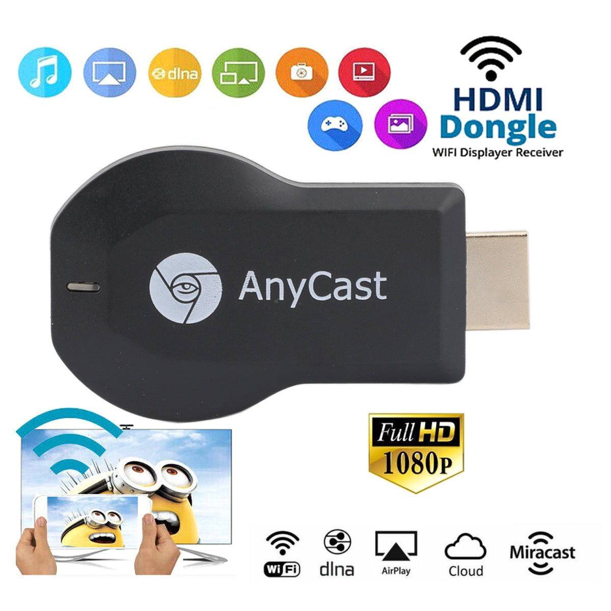 4K M4+ Air Play HD TV Stick WIFI Display Receiver Dongle Streamer