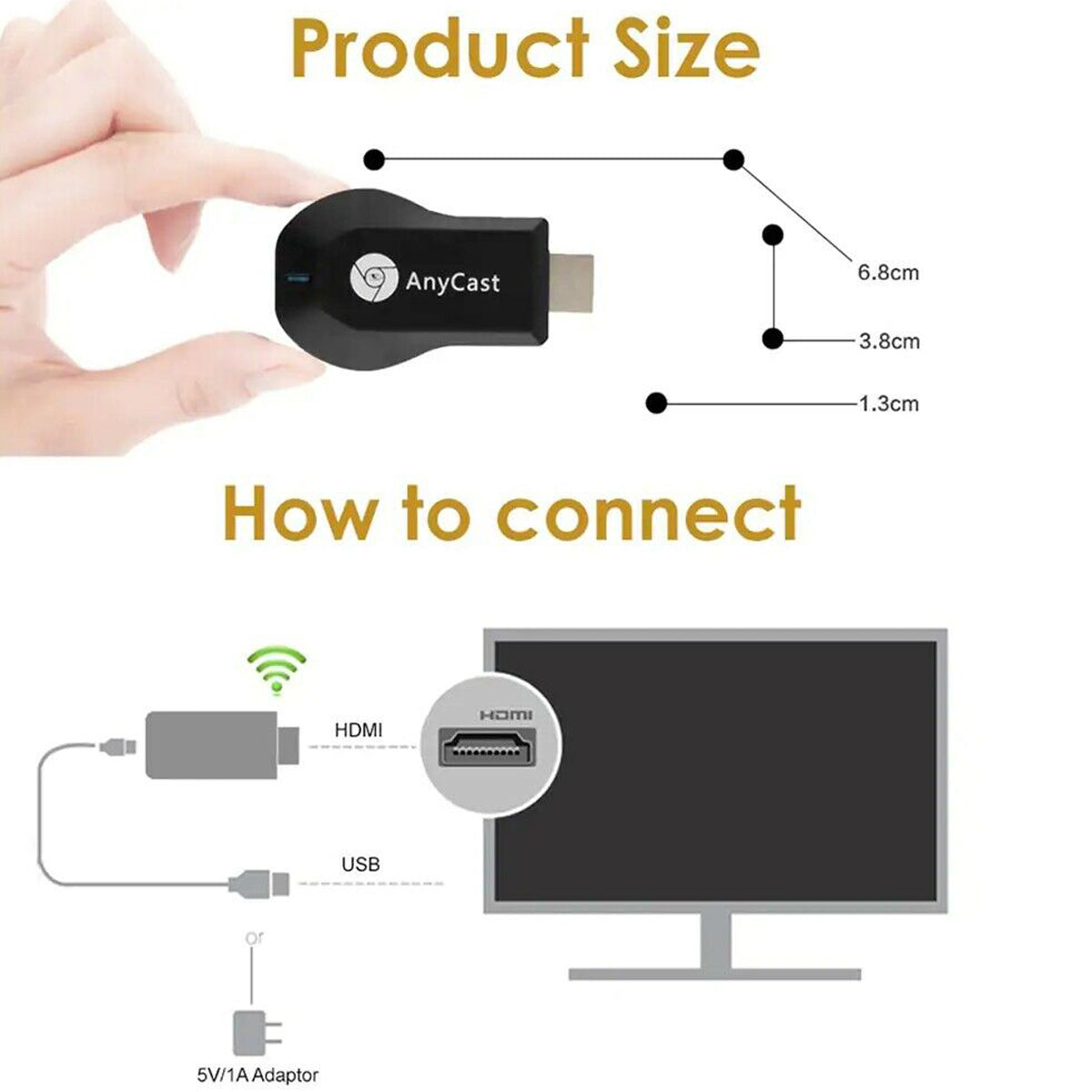 4K M4+ Air Play HD TV Stick WIFI Display Receiver Dongle Streamer