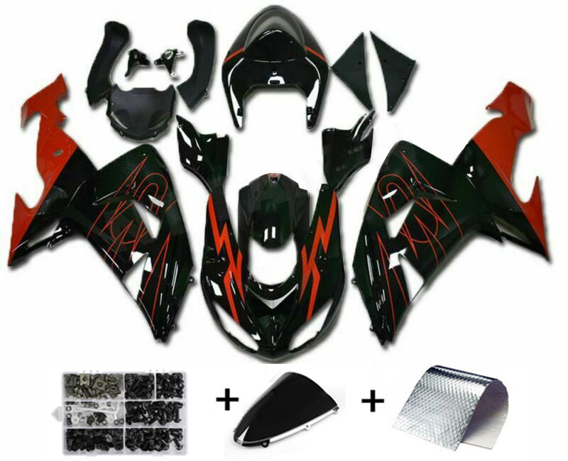 2006-2007 Kawasaki ZX10R Injection Fairing Red Black Plastic by Amotopart