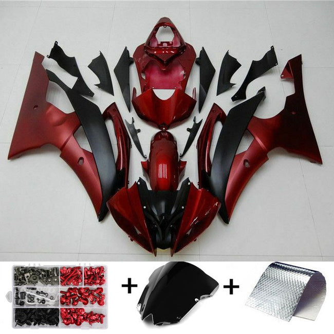 2008-2016 Yamaha YZF-R6 Amotopart Matte Red Black Fairing Kit