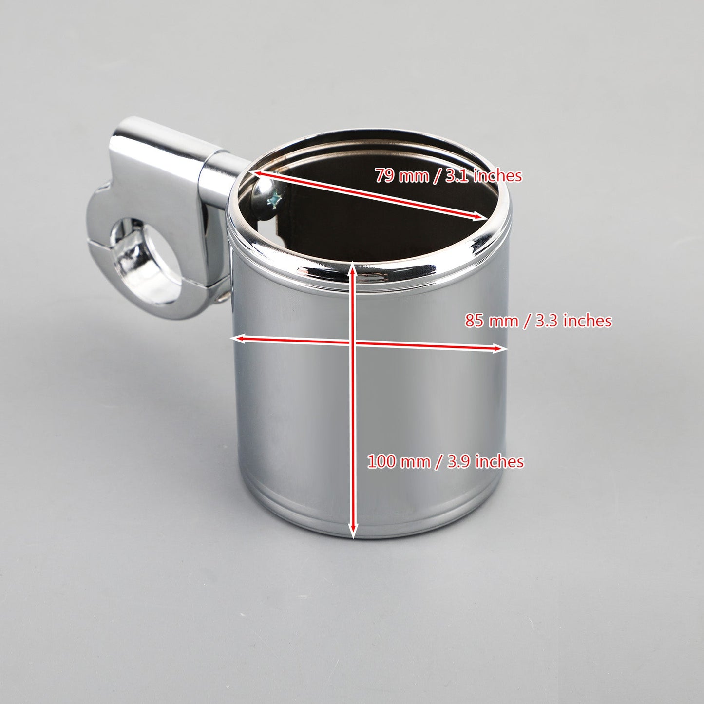 Motorcycle Atv Chrome Cup Holder Fit For 7/8" To 1-1/4" Handlebar