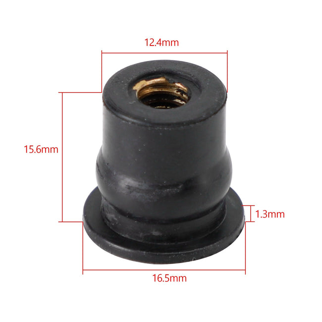 20 Quantity M6 Rubber Well Nut Windscreen & Fairing 6mm Wellnuts Fits 13mm Hole