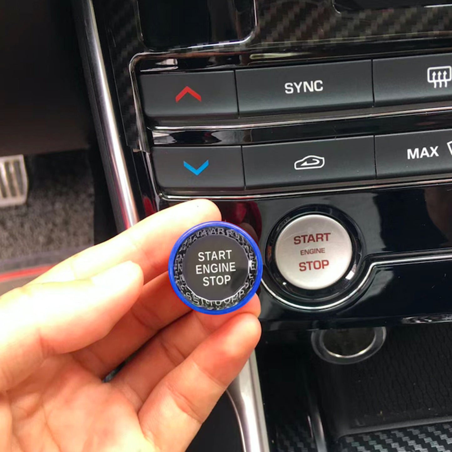Engine Start Stop Push Button Knob Switch Decor Cover Fit For Jaguar XF XE F-Pace BLK