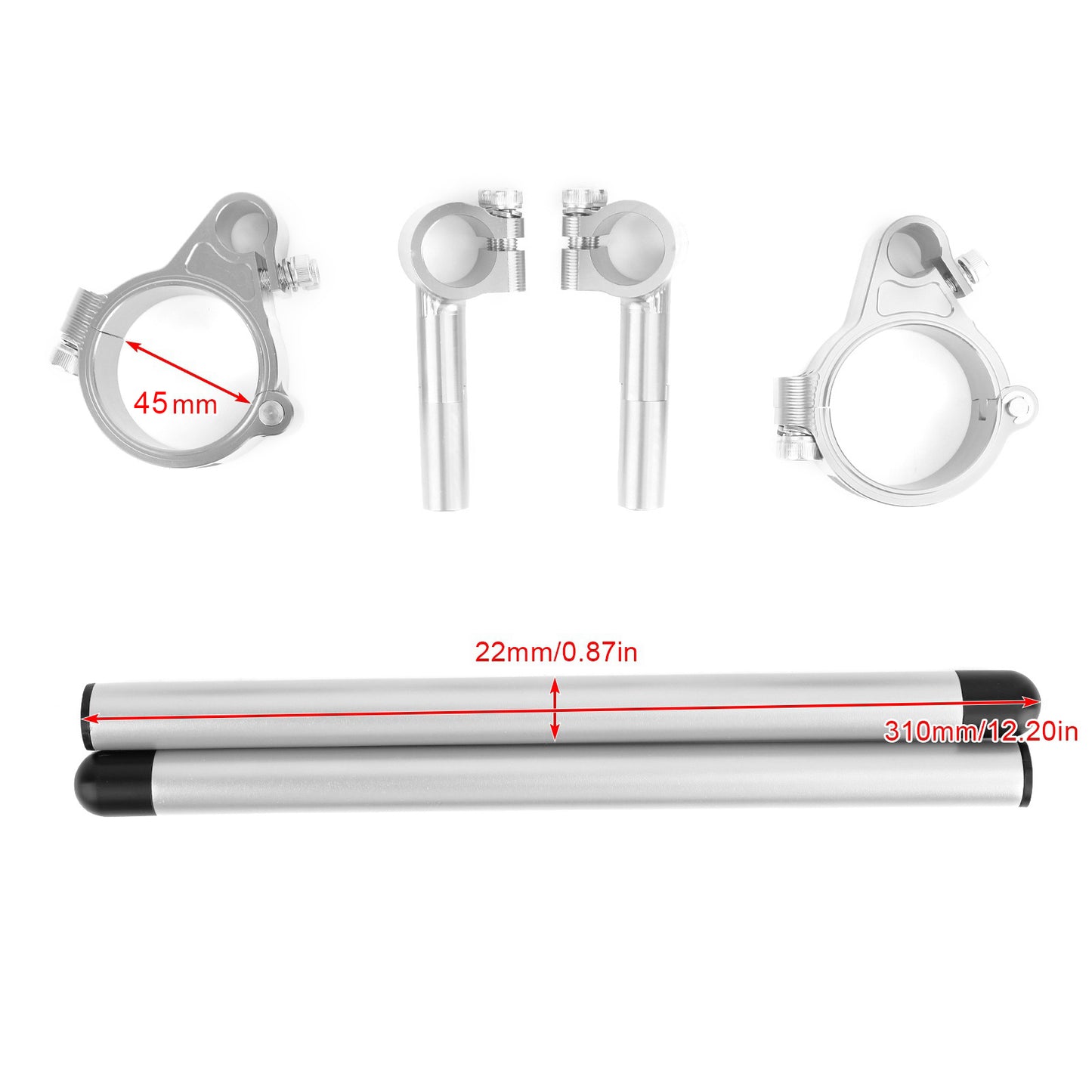 Universal Adjustable Rotatable CNC Billet Clip Ons Fork Tube Handlebar Kit 45mm