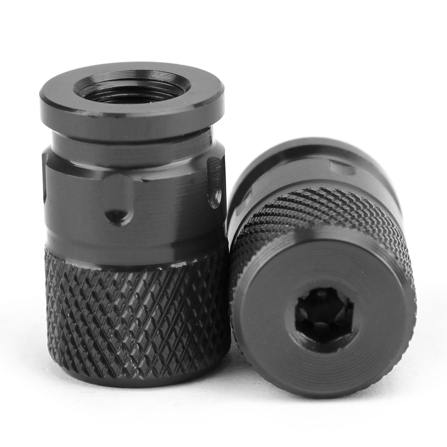 2pcs CNC Black Anti-Thief Tire Valve Stem Caps For Car Truck Bike Motorcycle