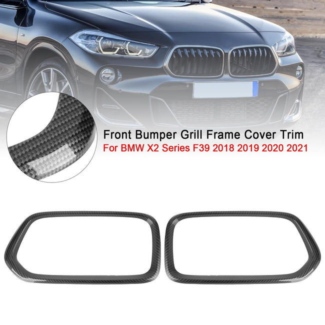 2018-2023 BMW X2 Series F39 Carbon Fiber Front Bumper Grill Frame Cover Trim 51712455246