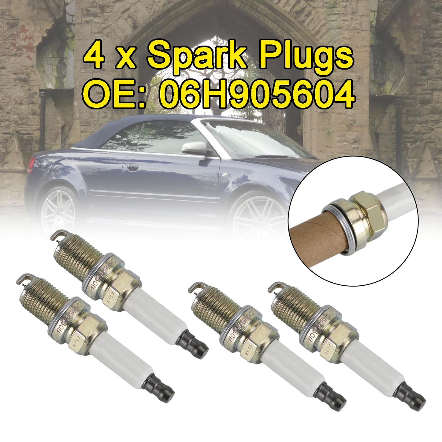 4x Spark Plugs 06H905604 06H905611 101905611G 0242245576 for Audi