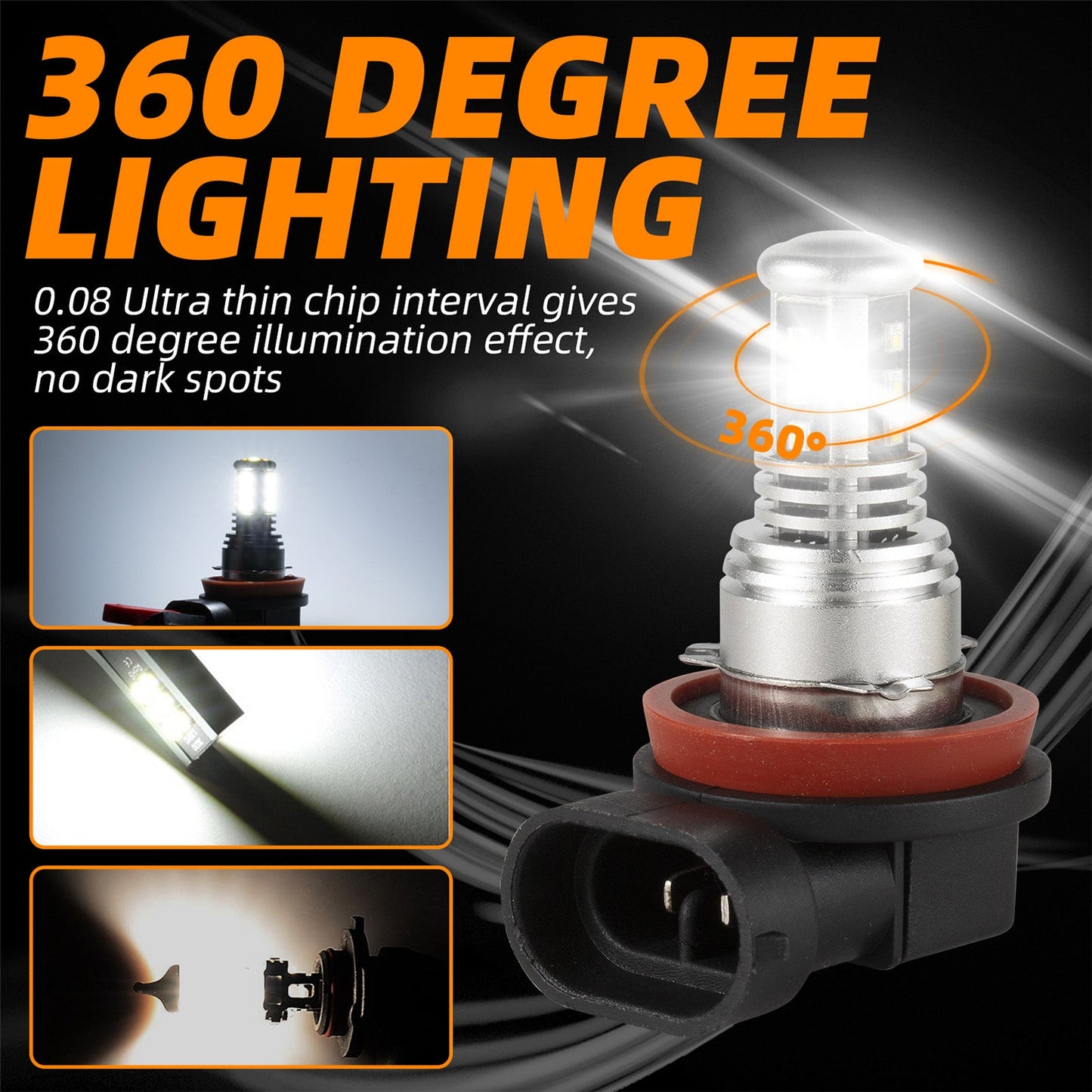 H8/H9/H11 LED Headlight 6000K 2000W 300000LM Low Beam bulbs High Power