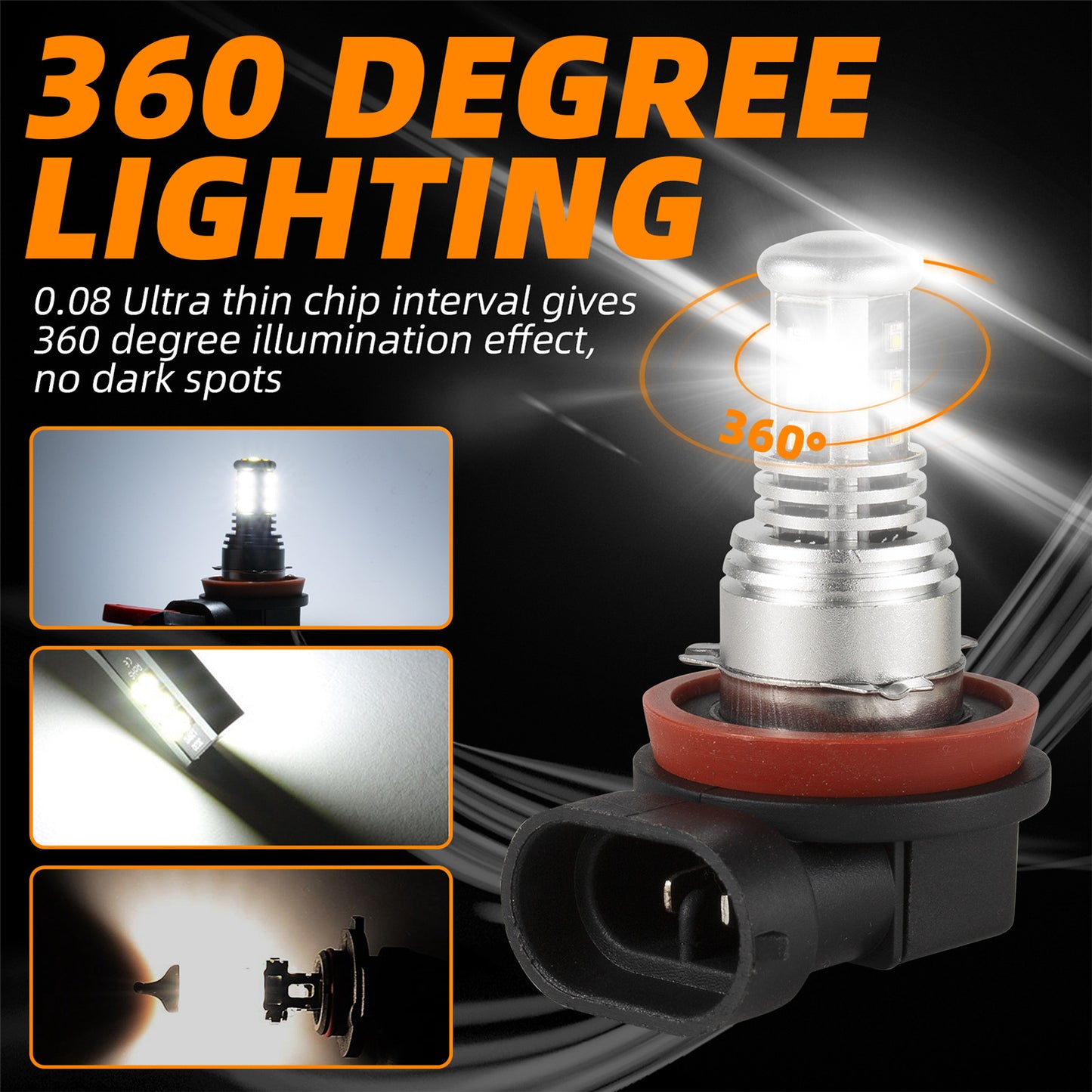LED Headlight 6000K 2000W 300000LM Low Beam bulbs High Power