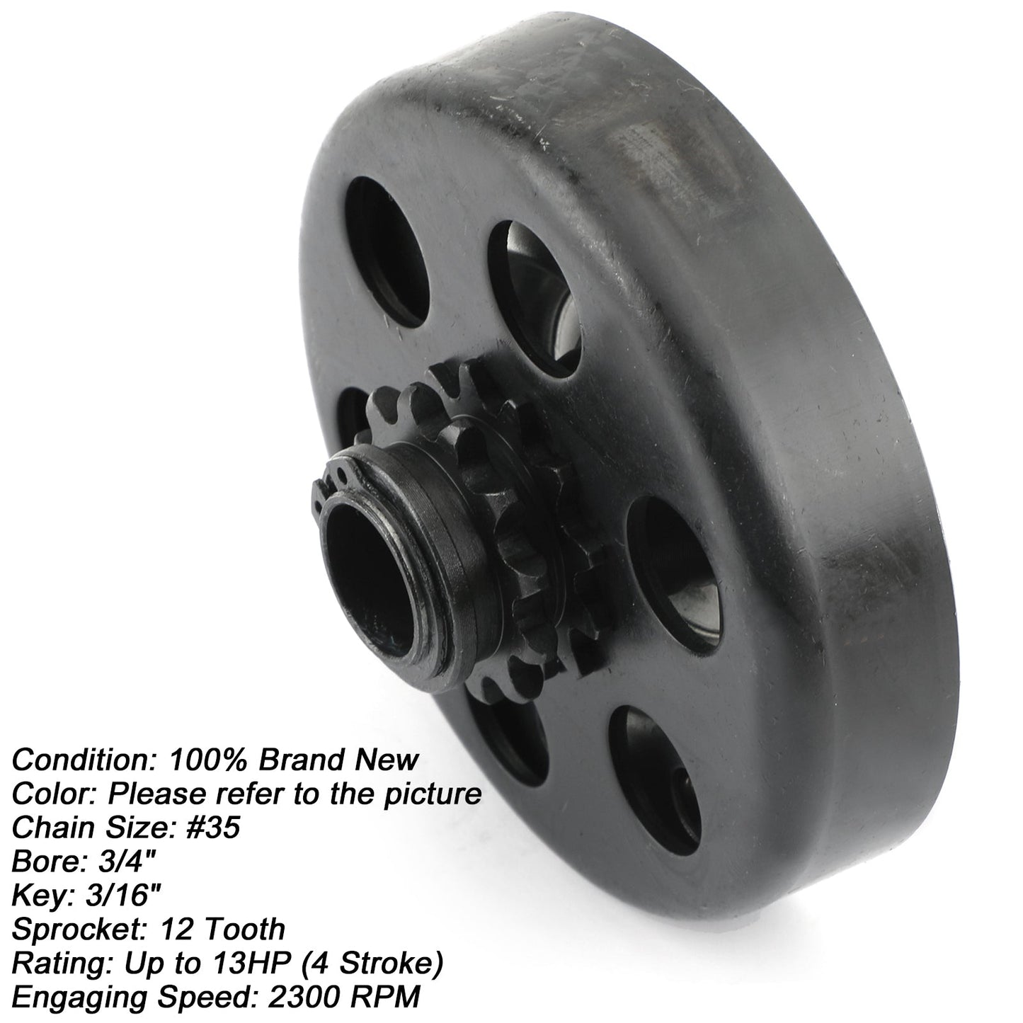 Race Go Kart Mini Pit Bike Clutch 3/4 Bore 12 Tooth Sprocket Cart