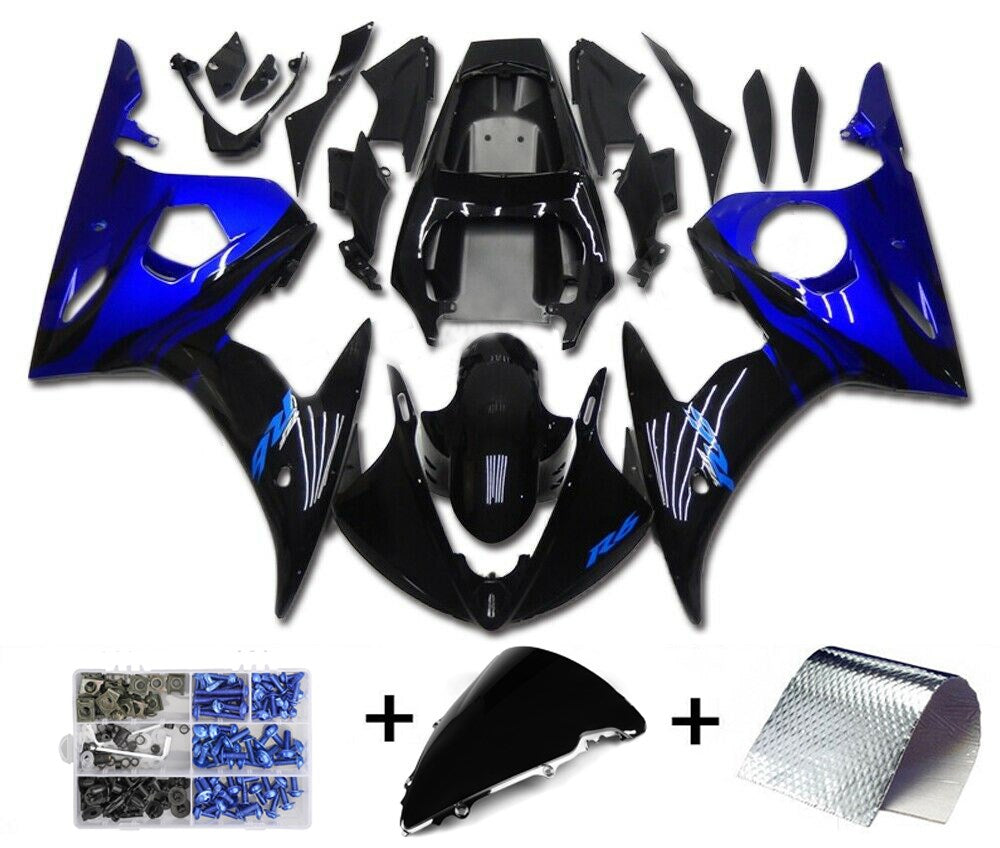 2005 Yamaha YZF R6 Amotopart Fairing Blue Black Kit