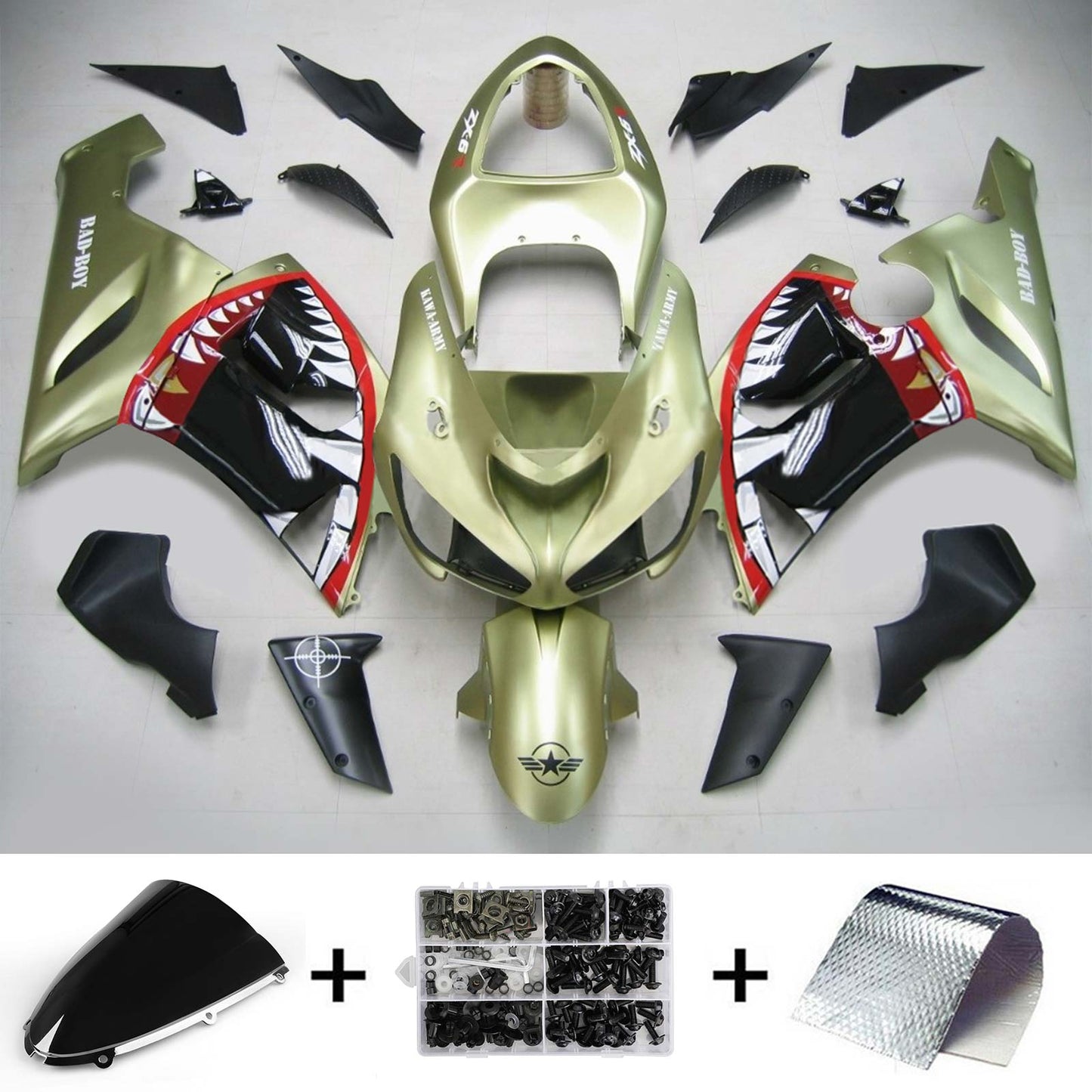 2005-2006 Kawasaki ZX6R 636 Amotopart Injection Fairing Kit Bodywork Plastic ABS #119